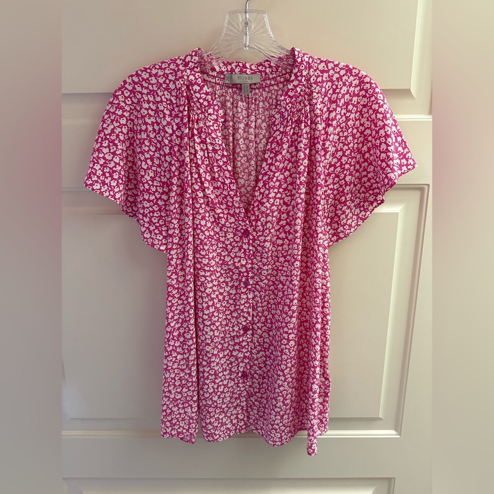 Hobbs London Cosima Top in Fuchsia Multi Flower - Picture 4 of 8